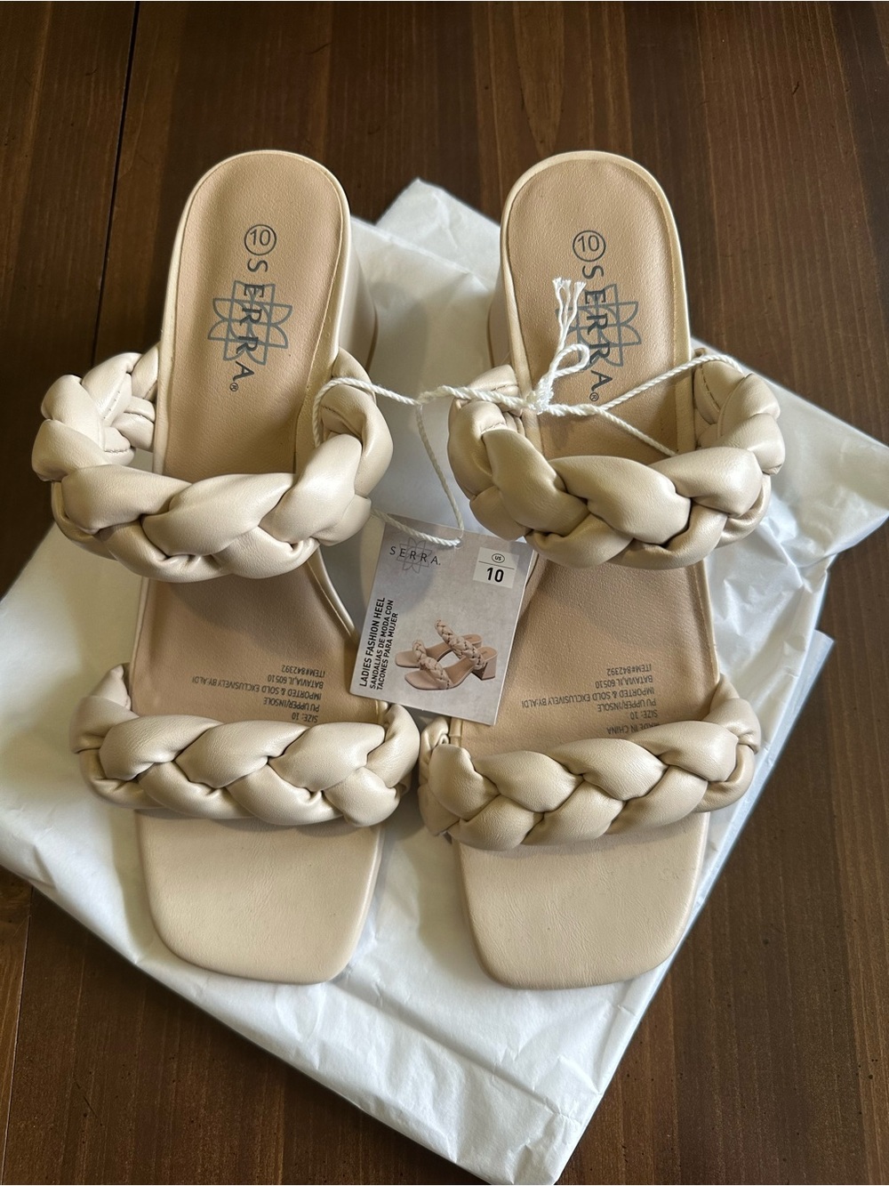 Serra Braided Double-Strap Slide Sandals in Cream
